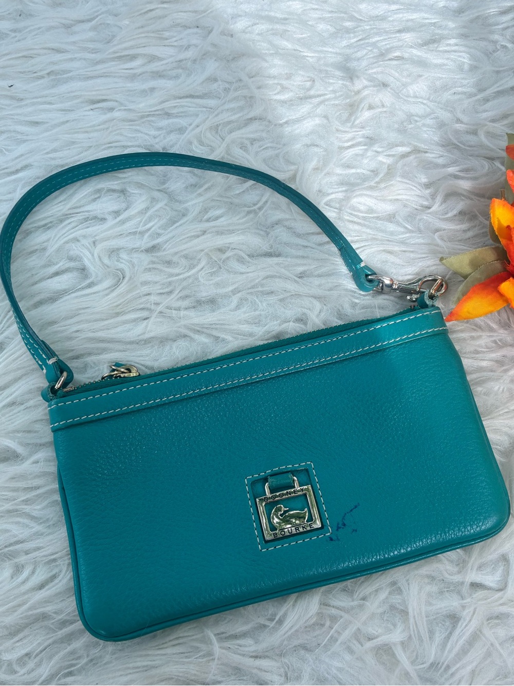 Dooney & Bourke Teal Leather Wristlet Clutch